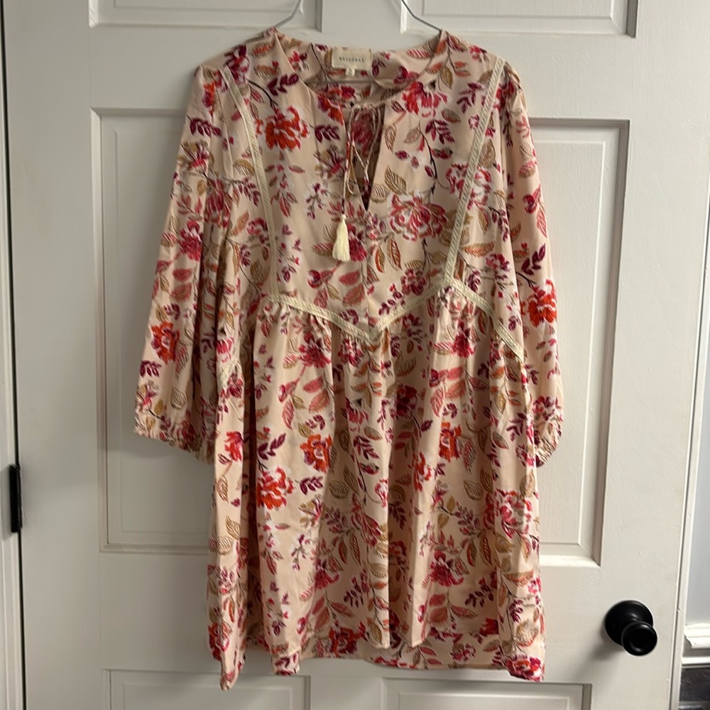 Precious Melloday 3/4 pink & ivory floral dress